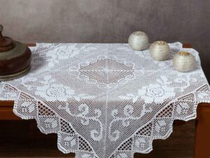 Χειροποίητο μερσεριζέ πλεκτό καρέ 6125 (90cm x 90cm) λευκό Silk Fashion | Maril Home