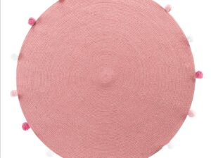Χαλάκι στρόγγυλο με περιμετρικά pon-pon Σχ.Candy 90cm poly/cotton Pink  Flamingo | Maril Home