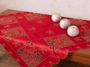Τραπεζοκαρέ χριστουγεννιάτικο 1180 (130cm x 130cm) κόκκινο Silk Fashion | Maril Home
