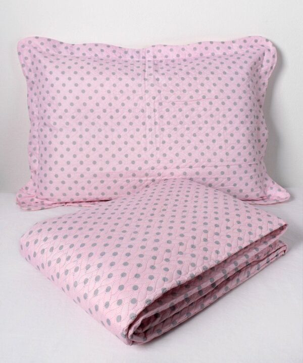 ΚΟΥΒΕΡΛΙ σετ( 220cm x 240cm + 2 x 50cm x 70cm dot pink Silk Fashion | Maril Home