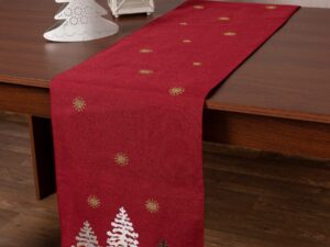 Χριστουγεννιάτικη τραβέρσα NW349 (35cm x 175cm) κόκκινη Silk Fashion | Maril Home