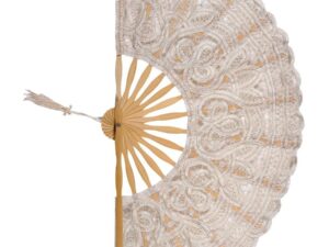 Χειροποίητη βεντάλια (27cm) μπέζ Silk Fashion | Maril Home