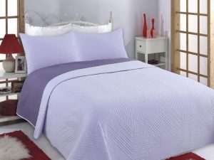 ΚΟΥΒΕΡΛΙ σετ (160cm x 220cm + 1 x 50cm x 70cm) LINES Lila/purple Silk Fashion | Maril Home